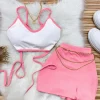 ست کراپ بندی با دامن Valentino کد 1442 - کرم