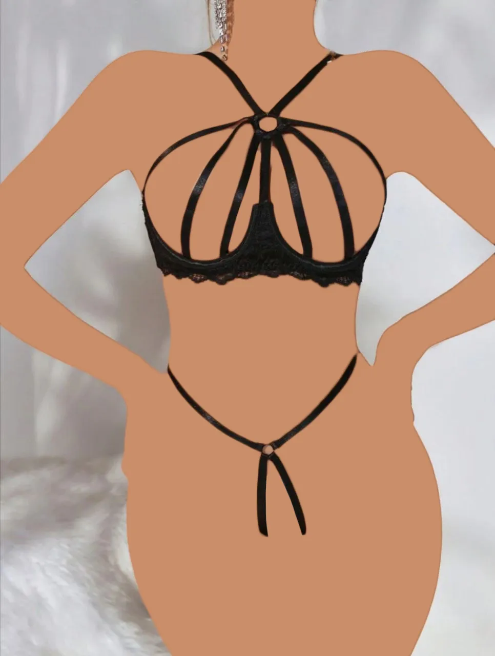 ست هارنس سوتین فنردار و شورت فاق باز MNG کد 2940603 - تصویر 2