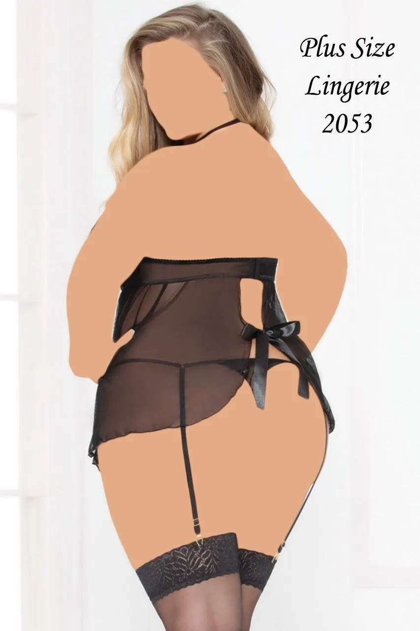 لباس خواب توری سایز بزرگ سه تکه Violetta کد 2053 - تصویر 3