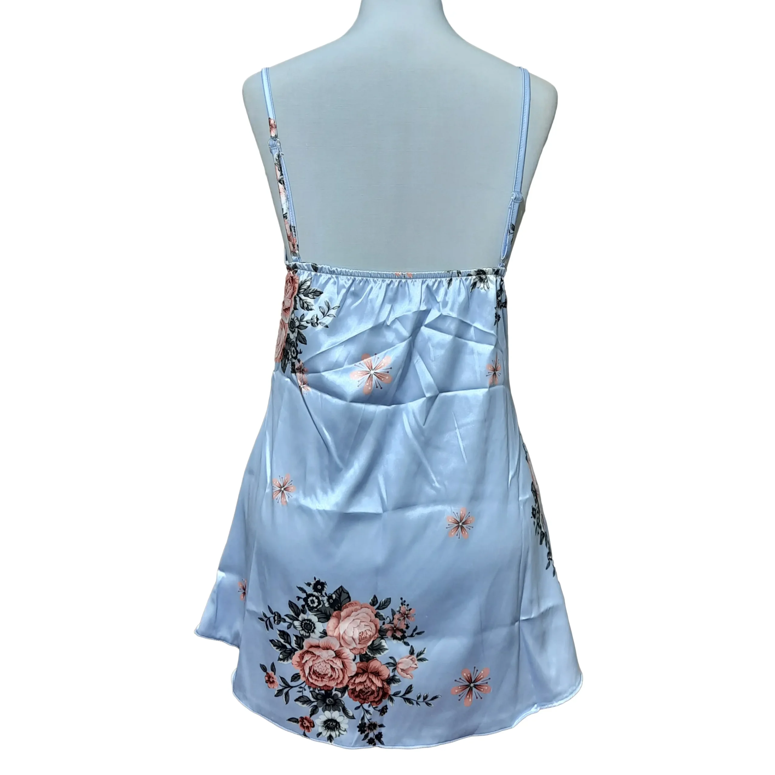 لباس خواب ساتن کنار باز یقه دراپه Queen کد Q2028 - تصویر 4