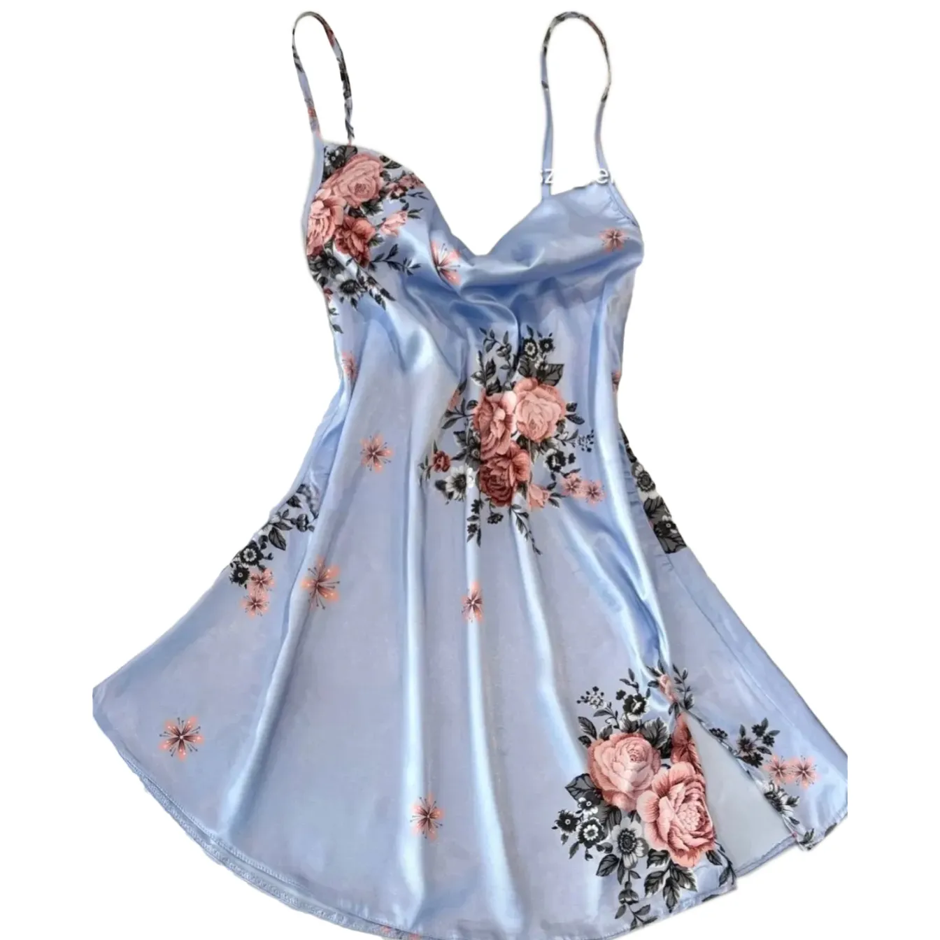 لباس خواب ساتن کنار باز یقه دراپه Queen کد Q2028 - تصویر 9